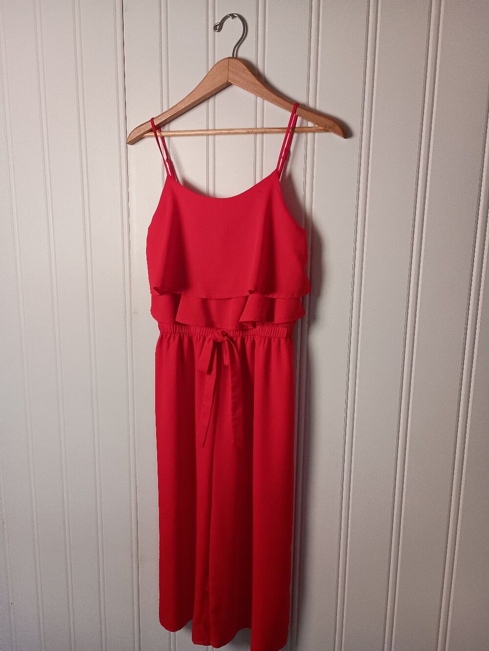 One Clothing Los Angeles- Red Spaghetti Strap Jumper w/ Ruffle Bodice- Size S